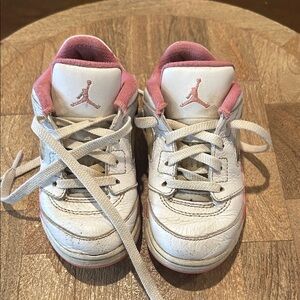 Jordan Kids White and Pink Sneakers